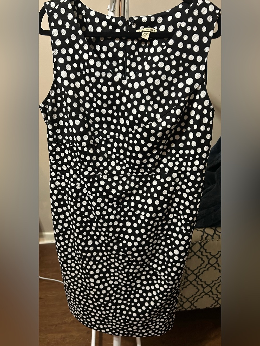 Black & White Polka Dot Midi Dress - Classic Women's Sheath